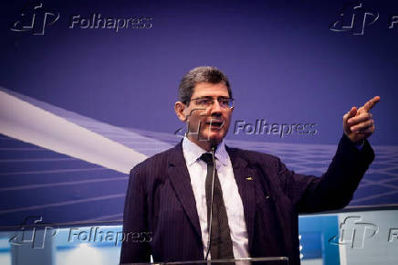 O presidente do BNDES, Joaquim Levy, discursa durante o Brazil Windpower
