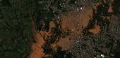A satellite image shows a view of an area before flooding in Sao Leopoldo