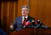 French politician Melenchon holds conference with Senegal's PM Sonko
