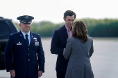 Democratic presidential nominee and U.S. Vice President Kamala Harris arrives in Marietta