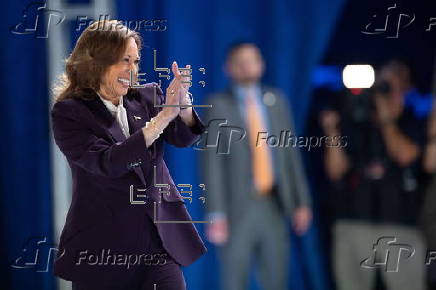 Democratic presidential candidate US Vice President Kamala Harris campaigns in Houston, Texas