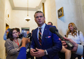 Meeting with Pete Hegseth, President-elect Donald Trump's nominee for defense secretary on Capitol Hill in Washington