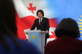 Georgia's Prime Minister Kobakhidze attends a press conference in Tbilisi