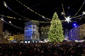 Christmas lights are illuminated in Ljubljana