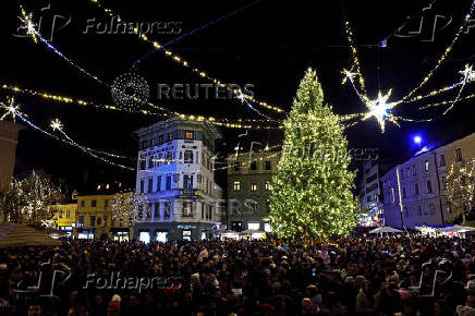 Christmas lights are illuminated in Ljubljana