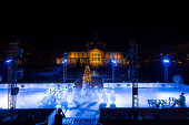 Skaters perform during the opening of Christmas market in Zagreb