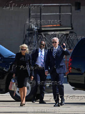 U.S. President Joe Biden boards Marine One as he departs for Washington from the Delaware Air National Guard Base in New Castle