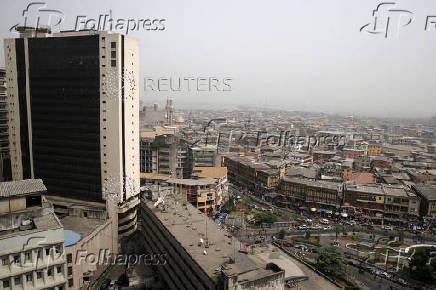 FILE PHOTO: A view of the central business district is seen from a roof-top in Lagos