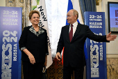 Russia's President Vladimir Putin meets with Dilma Rousseff, Chair of the New Development Bank, in Kazan