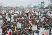 Rally in Sanaa in support of Palestinians and Lebanon's Hezbollah