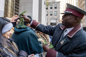 Rockefeller Christmas Tree is Delivered and Raised