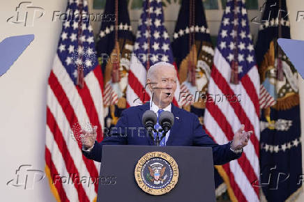 U.S. President Joe Biden delivers remarks at the White House