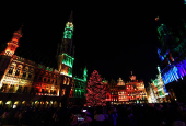 Brussels' Grand Place is illuminated during a light show as part of the Christmas 