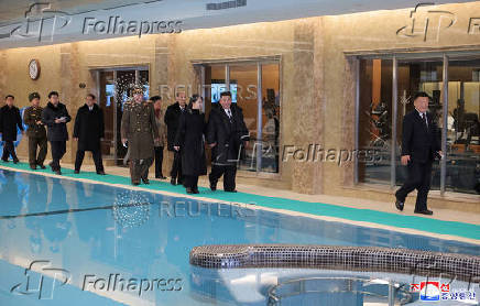 North Korean leader Kim Jong Un and his daughter Kim Ju Ae visit the newly built Kalma coastal tourist area in Wonsan