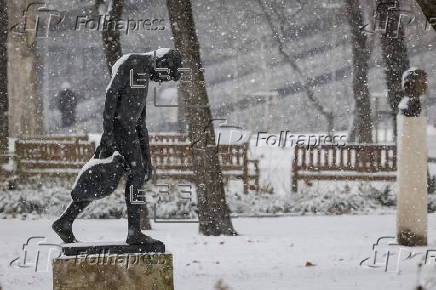 Snowfall in Budapest