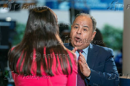Egypt's Finance Minister Mohamed Maait is interviewed at the IMF and World Bank?s 2024 annual Spring Meetings in Washington