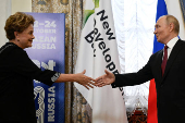 Russia's President Vladimir Putin meets with Dilma Rousseff, Chair of the New Development Bank, in Kazan