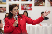 Honduras Defence Minister Rixi Moncada registers as presidential pre-candidate for LIBRE ruling party, in Tegucigalpa