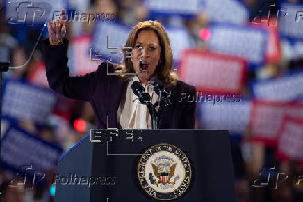 Democratic presidential candidate US Vice President Kamala Harris campaigns in Houston, Texas