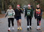 Santa run at Battersea Park in London