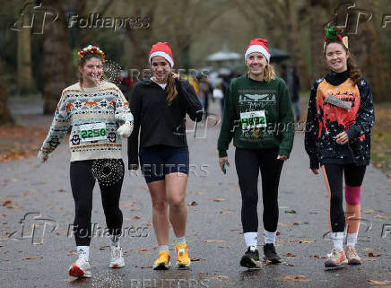 Santa run at Battersea Park in London