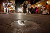 FILE PHOTO: A new style traffic bollard is seen flush to the ground in New Orleans