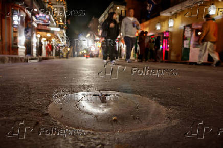 FILE PHOTO: A new style traffic bollard is seen flush to the ground in New Orleans