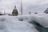 A view shows snow at the Capitol ahead of Trump's inauguration, in Washington