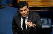 O ex-juiz e hoje senador Sergio Moro, no plenrio do Senado Federal, em Braslia