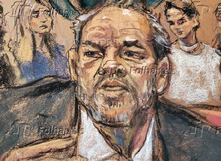 FILE PHOTO: Harvey Weinstein speaks as witnesses watch during the sentencing following his conviction on sexual assault and rape charges in the Manhattan borough