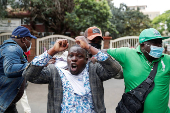 Kenyan activists and civil society representatives gather to deliver a list of people who disappeared during demonstrations against the government proposed tax hikes, in Nairobi