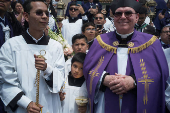 Catholic faithul celebrate the Lord of Miracles, in Lima