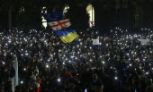 Georgian opposition supporters protest against government's EU application delay