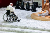 Pope Francis holds an audience with donors of the St. Peter's Square Christmas tree and Nativity scene, at the Vatican