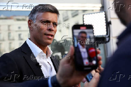 FILE PHOTO: Venezuelan opposition politician Lopez speaks to Reuters, in Madrid