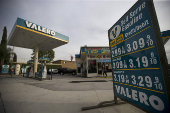 FILE PHOTO: The prices at a Valero Energy Corp gas station are pictured in Pasadena