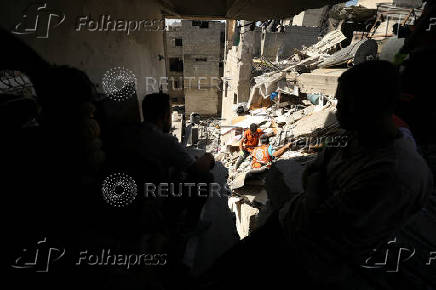 Aftermath of an Israeli strike on a house in Gaza City