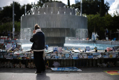 Tributes to hostages kidnapped during October 7, 2023, attack on Israel, at Dizengoff Square in Tel Aviv