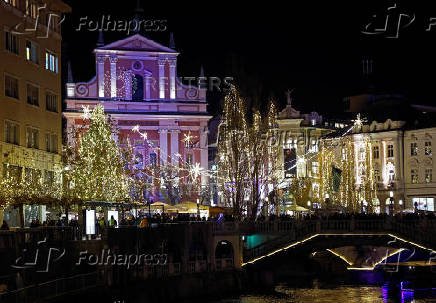 Christmas lights are illuminated in Ljubljana