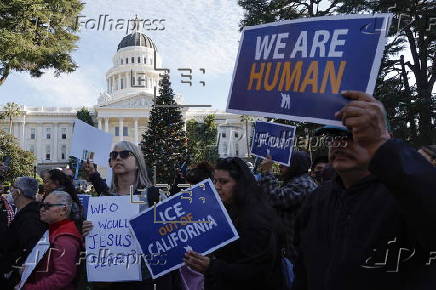 Protesters rally against proposed mass deportations at the California State Capitol