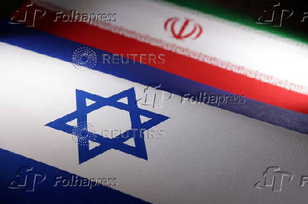 Illustration shows Israeli and Iranian flags
