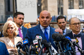 Arthur Aidala, attorney of Harvey Weinstein, speaks during a press conference at Collect Pond Park near Manhattan Criminal Court in New York City