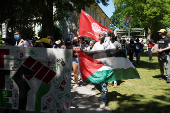 Students stage a walk out in support of Palestinians at Emory University