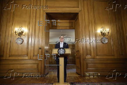 British Prime Minister Starmer holds press conference on migration in London