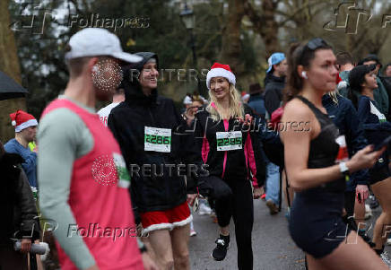 Santa run at Battersea Park in London