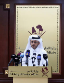 Qatar's Foreign Ministry spokesman, Majed Al-Ansari speaks during weekly press briefing, in Doha