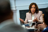 U.S. Vice President Kamala Harris speaks during criminal justice roundtable