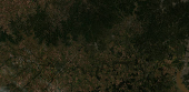 A satellite image shows a view of an area before flooding in Rio Grande do Sul