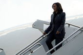 Democratic presidential nominee and U.S. Vice President Kamala Harris arrives in Marietta