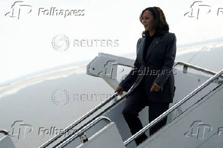 Democratic presidential nominee and U.S. Vice President Kamala Harris arrives in Marietta